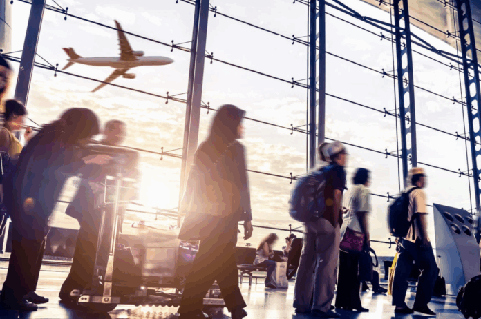 Passengers in an airport. Courtesy AdobeStock